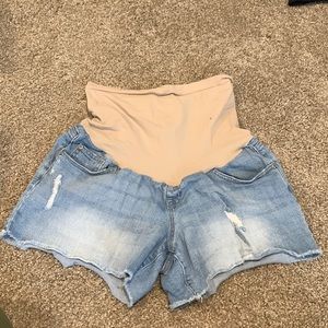 MATERNITY jean shorts with over the belly cover
